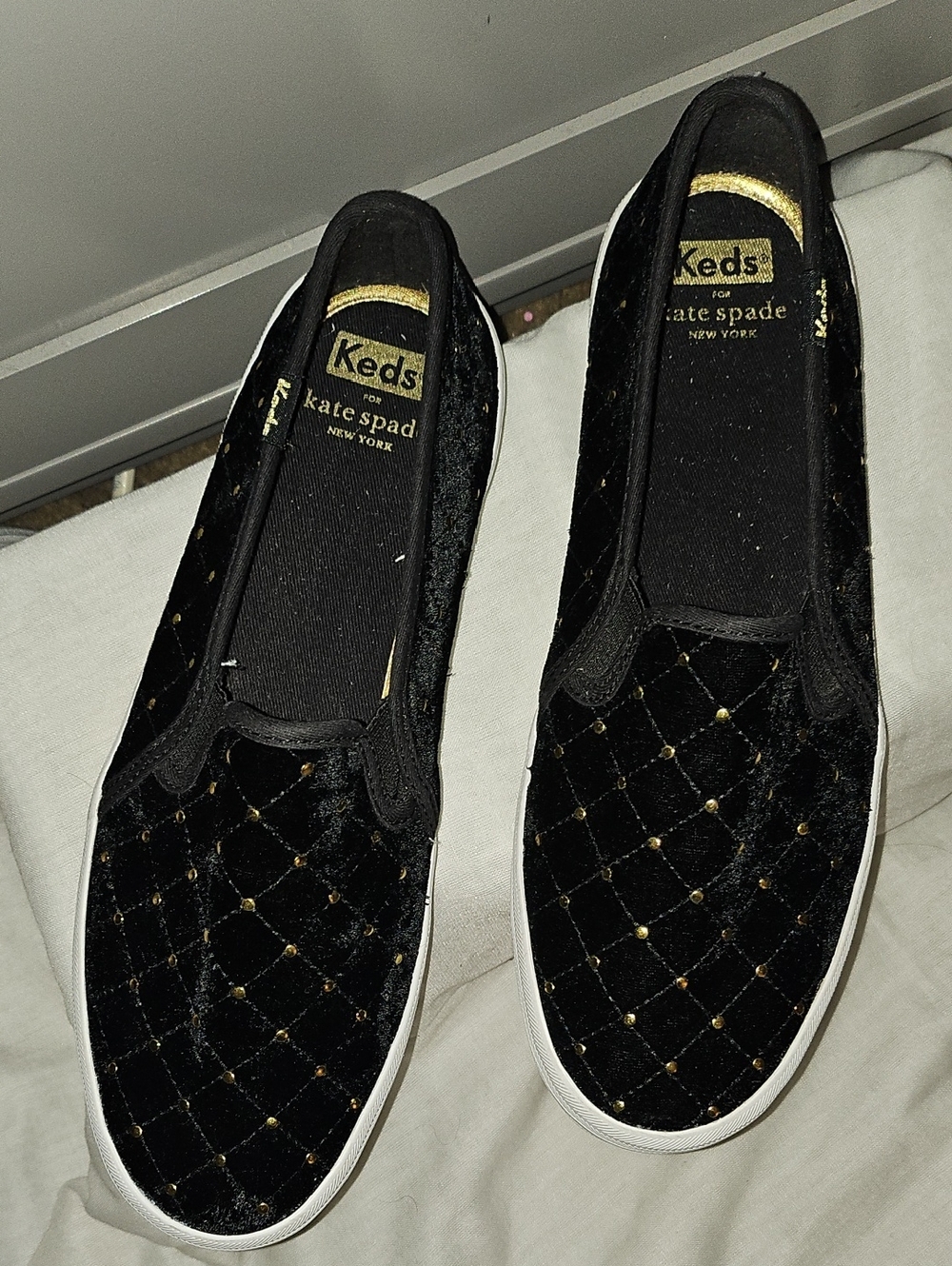 Keds X Kate Spade New York Double Decker Quilted Velvet Sneakers Sz 8 - Picture 6 of 14